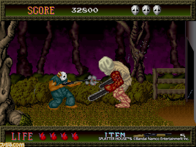 【アケアカ】ナムコ『スプラッターハウス』が配信！さらわれた彼女を“呪いの仮面”の力を借りて助けに行くアクションゲーム。衝撃的な展開で話題を呼んだ名作が現代に蘇る