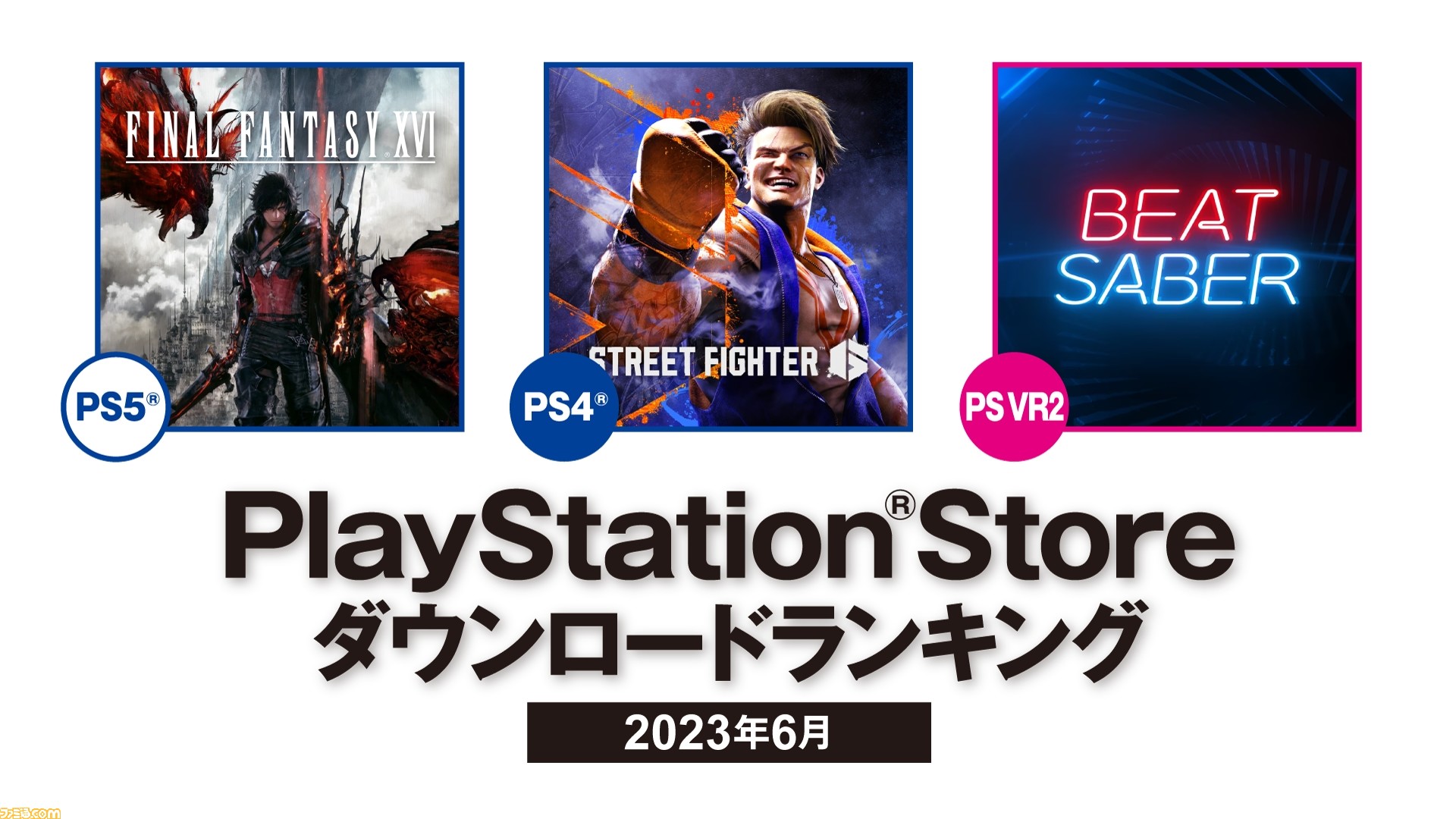 PSストア】6月のDLランキングが発表。PS5は『FF16』、PS4は『スト6