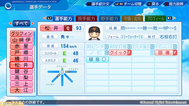 『パワプロ2022』無料アップデートを実施。ヤクルトの丸山翔大やオリックスのレアンドロ・セデーニョなど、16名の選手を追加