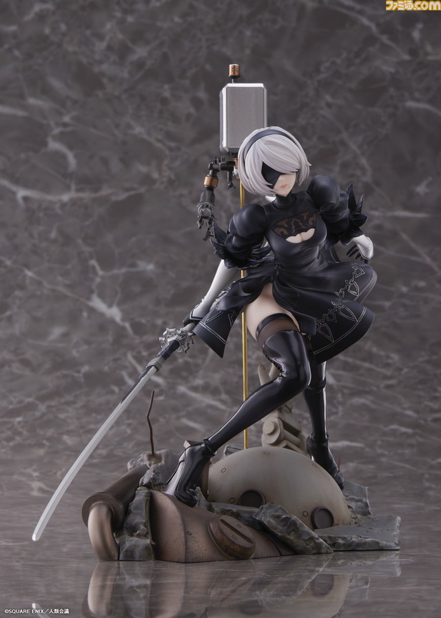 『ニーアオートマタ』より2Bの1/7スケールフィギュアの予約が開始。白の契約を手にした躍動感あふれる姿を立体化