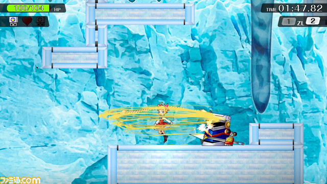 金髪縦ロールを伸ばして刺して振り回す。横スクロールアクション『螺旋麗嬢 スパイラルお嬢様 超髪のマキナ』がSwitchで今冬発売