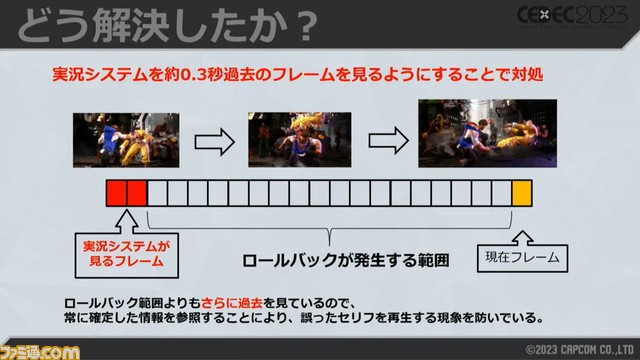 『スト6』自動実況システムは、試合展開に合わせてテンションレベルが自動で変化。ロールバック採用が生んだ、自動実況の思わぬ改善とクオリティアップとは【CEDEC2023】
