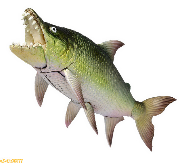 ムベンガやアリゲーターガー、ウツボが立体化した怪魚ガチャが登場。口や尾びれ、体が動くほか解説入りのミニパンフ付き