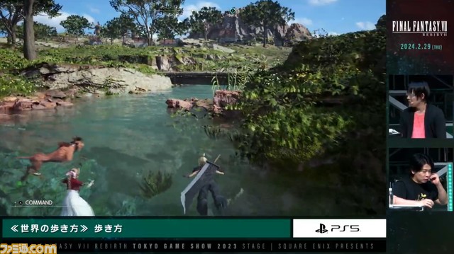 『FF7 リバース』新バトルシステムの連携攻撃がとにかくかっこいいし、チョコボに乗るレッドXIIIがかわいい。実機プレイ映像が公開。ピアノ演奏もしっかりリメイク