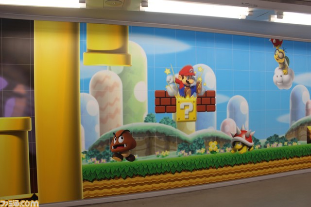 『スーパーマリオ』の世界を表現したグラフィック(壁画)が京都・四条通地下道に登場。目だけではなく耳でも堪能できる楽しい展示