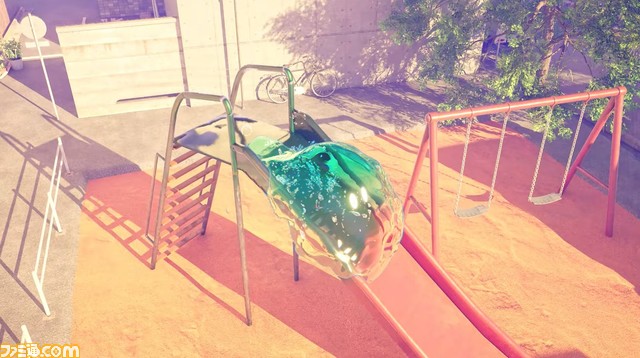 日本の街をぬるっと練り歩くスライムの映像が話題に。シャワーの水を浴びてたぷたぷになったり、炭酸ジュースを飲んでしゅわしゅわになるシーンも