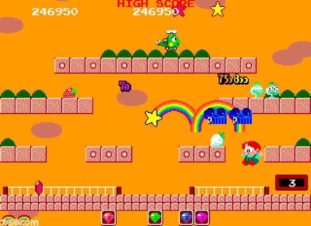 【アケアカ】『レインボーアイランド』がSwitch/PS4にて1月25日配信開始。虹の魔法を駆使してゴールを目指す『バブルボブル』の続編にあたるアクションゲーム