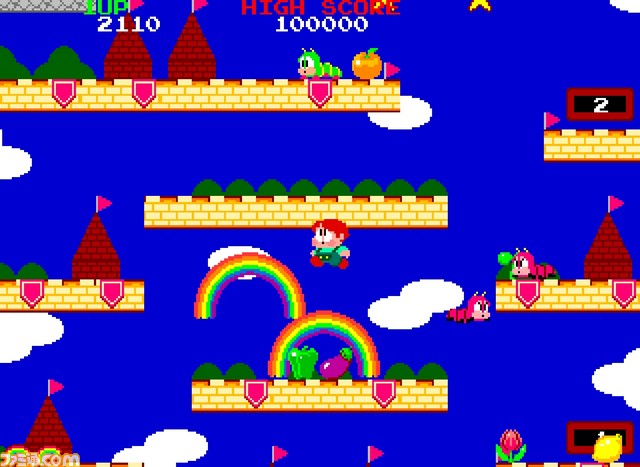 【アケアカ】『レインボーアイランド』がSwitch/PS4にて1月25日配信開始。虹の魔法を駆使してゴールを目指す『バブルボブル』の続編にあたるアクションゲーム