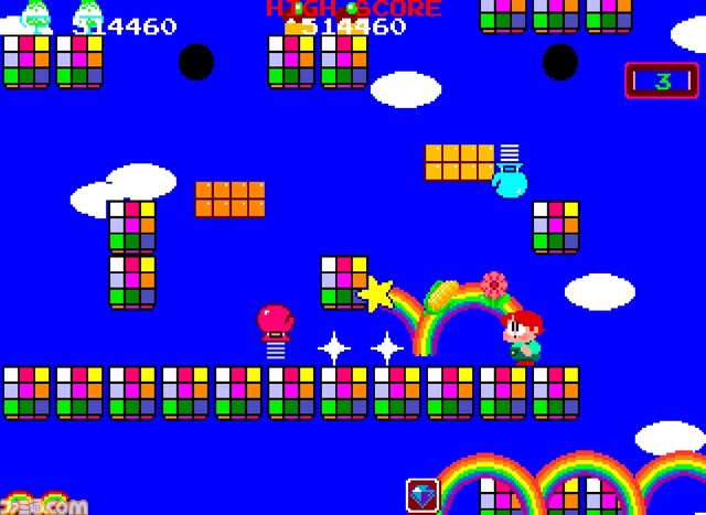 【アケアカ】『レインボーアイランド』がSwitch/PS4にて1月25日配信開始。虹の魔法を駆使してゴールを目指す『バブルボブル』の続編にあたるアクションゲーム