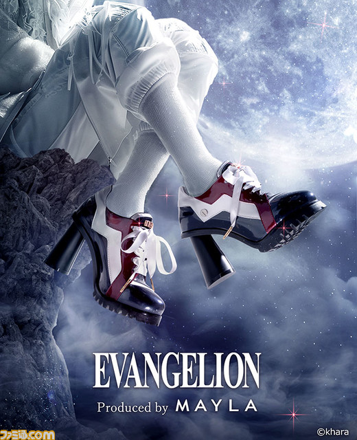 『エヴァ』×MAYLAのヒールスニーカーが受注中。シンジ、綾波、アスカ、カヲルのプラグスーツをイメージしたデザイン