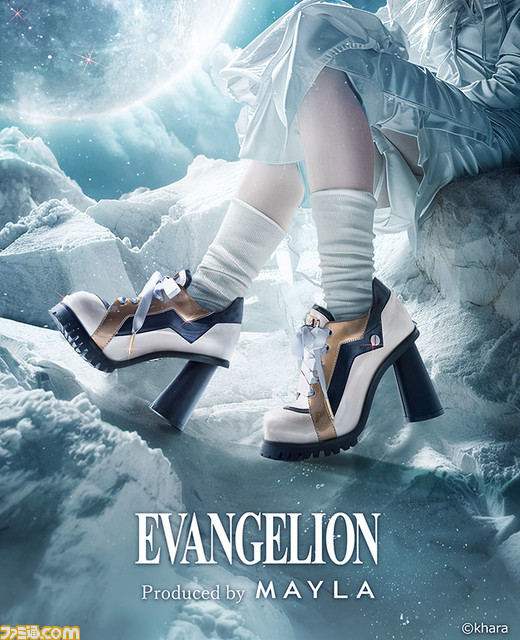 『エヴァ』×MAYLAのヒールスニーカーが受注中。シンジ、綾波、アスカ、カヲルのプラグスーツをイメージしたデザイン