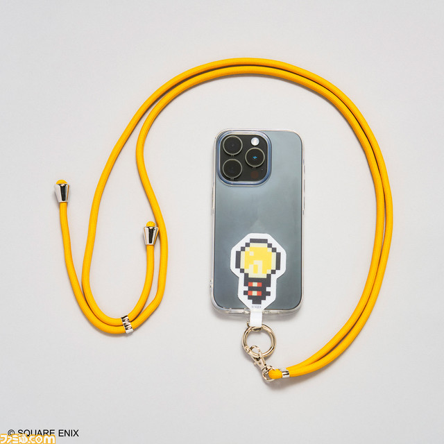 『サガ』スマホショルダーストラップが登場。せんせい、ひらめきマークのドット絵をデザイン。スクエニECサイトで予約受付中