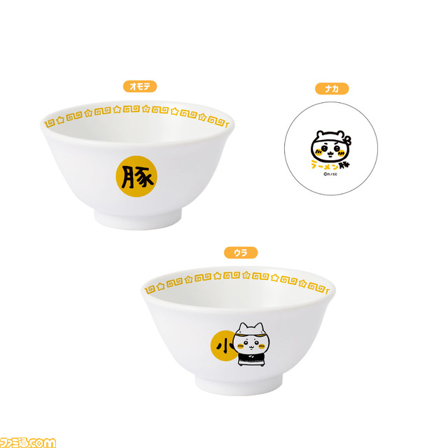 “ちいかわラーメン 豚”オリジナルTシャツとロゴステッカーが発売決定。ちいかわデザインの黒烏龍茶を自動販売機にて販売。事前予約の詳細も公開