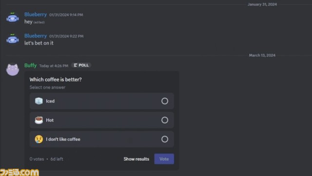 【Discord】投票機能が実装。