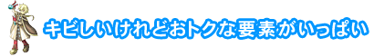キビしいけれどおトクな要素がいっぱい