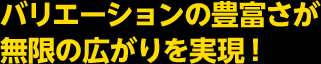 バリエーションの豊富さが無限の広がりを実現！