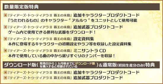 ダウンロード版特典 数量限定版特典