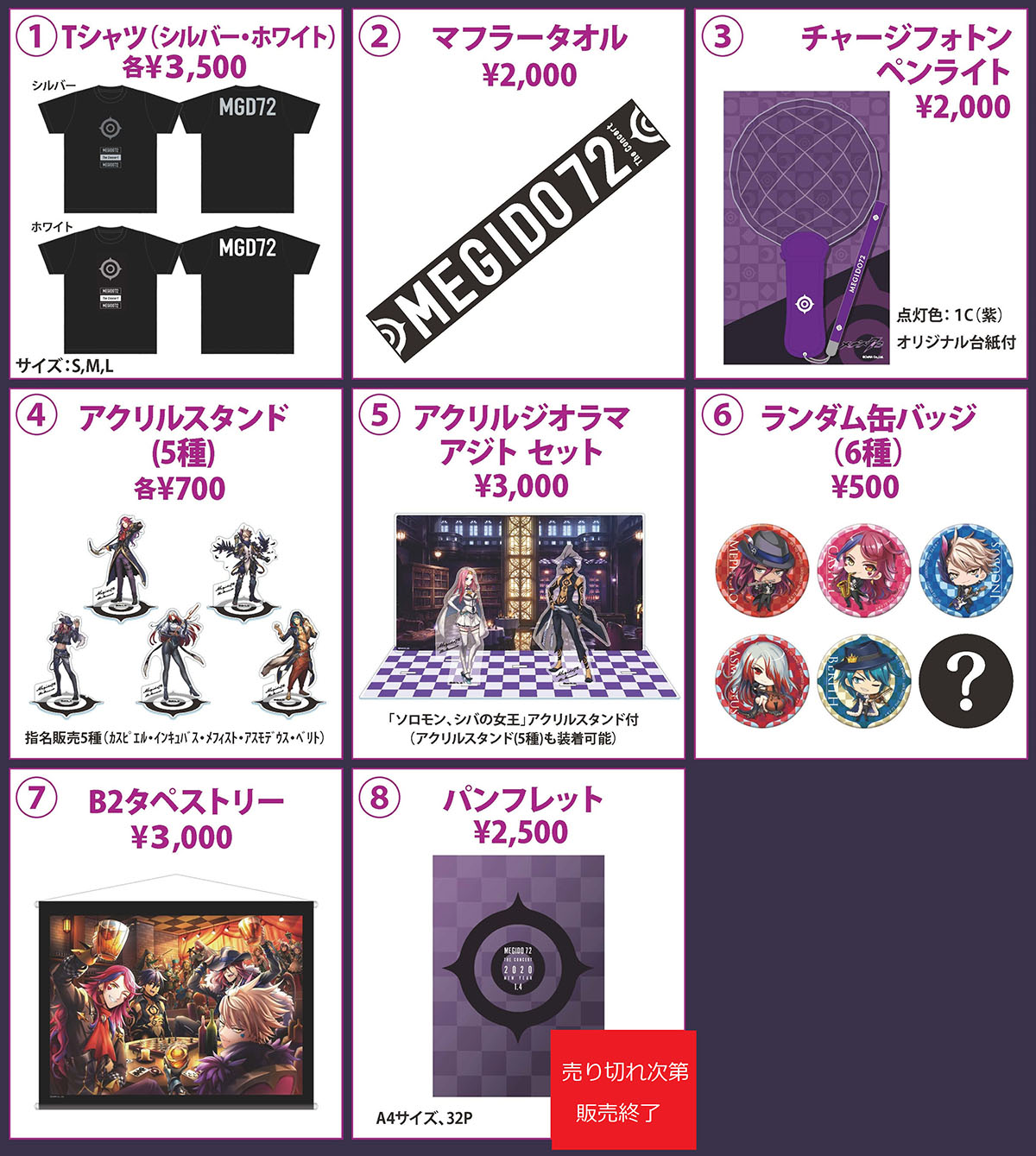 事後通販グッズラインナップ｜メギド７２
